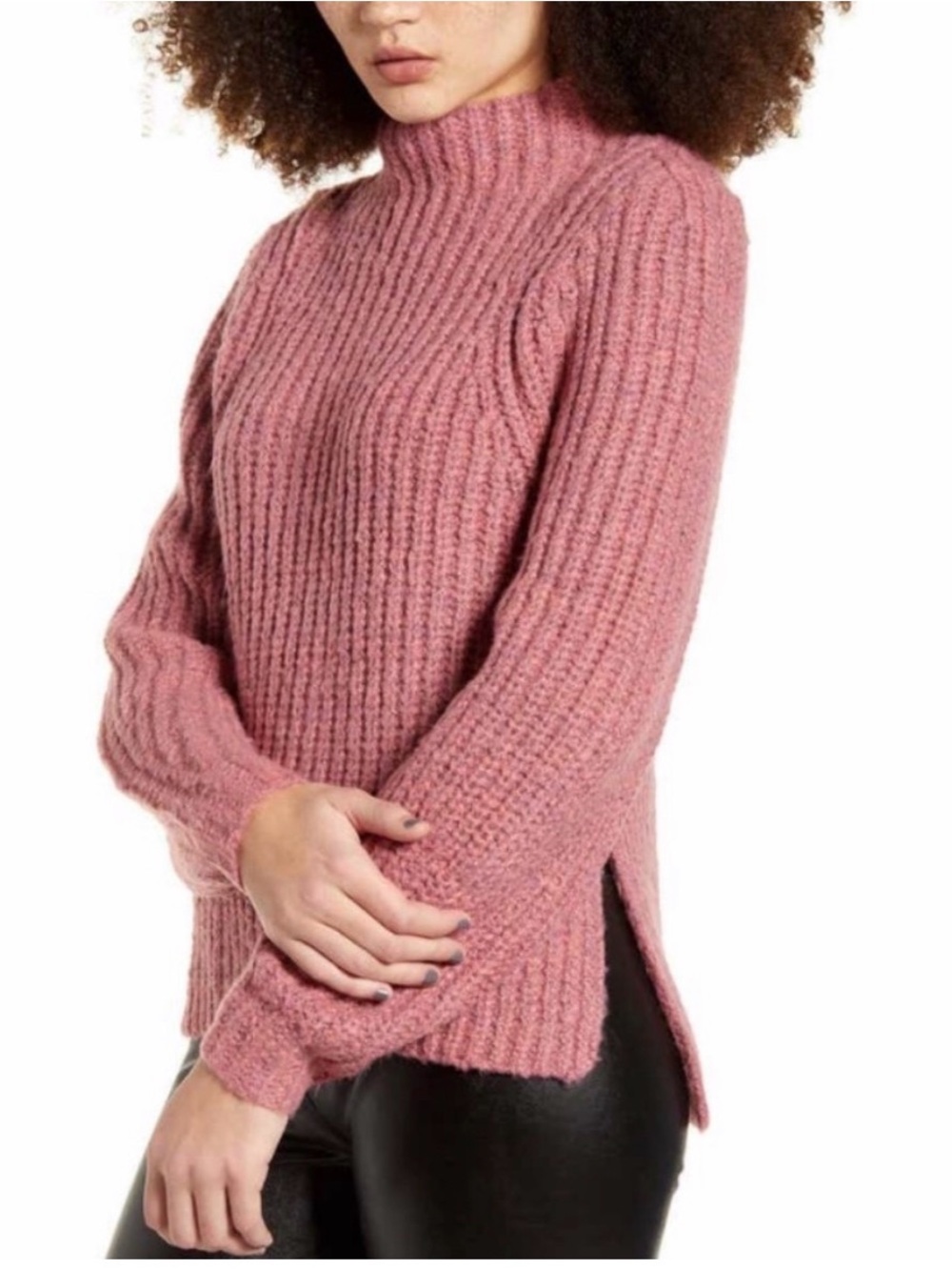 Leith Chunky Mock Sweater Raspberry Size Small